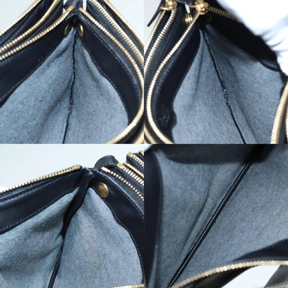 CELINE Trio Large Shoulder Bag Canvas Green Gold Auth 88114V - Picture 15 of 16